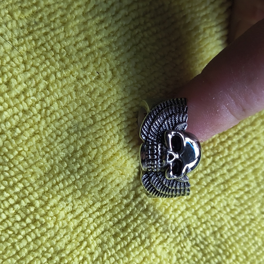 Silver Skull Biker Ring Size9